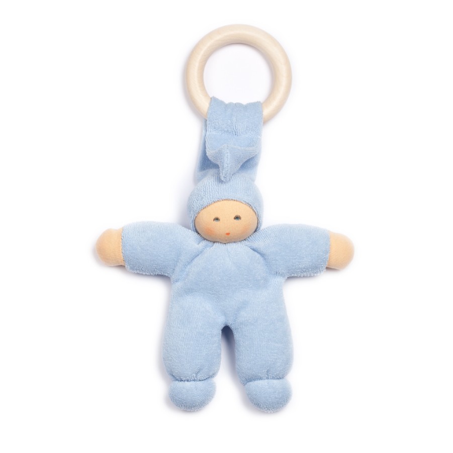 Soft & Organic Baby Toys | Nanchen Soft & Organic Baby Toys Nanchen Pimpel Doll Pale Blue With Maple Ring