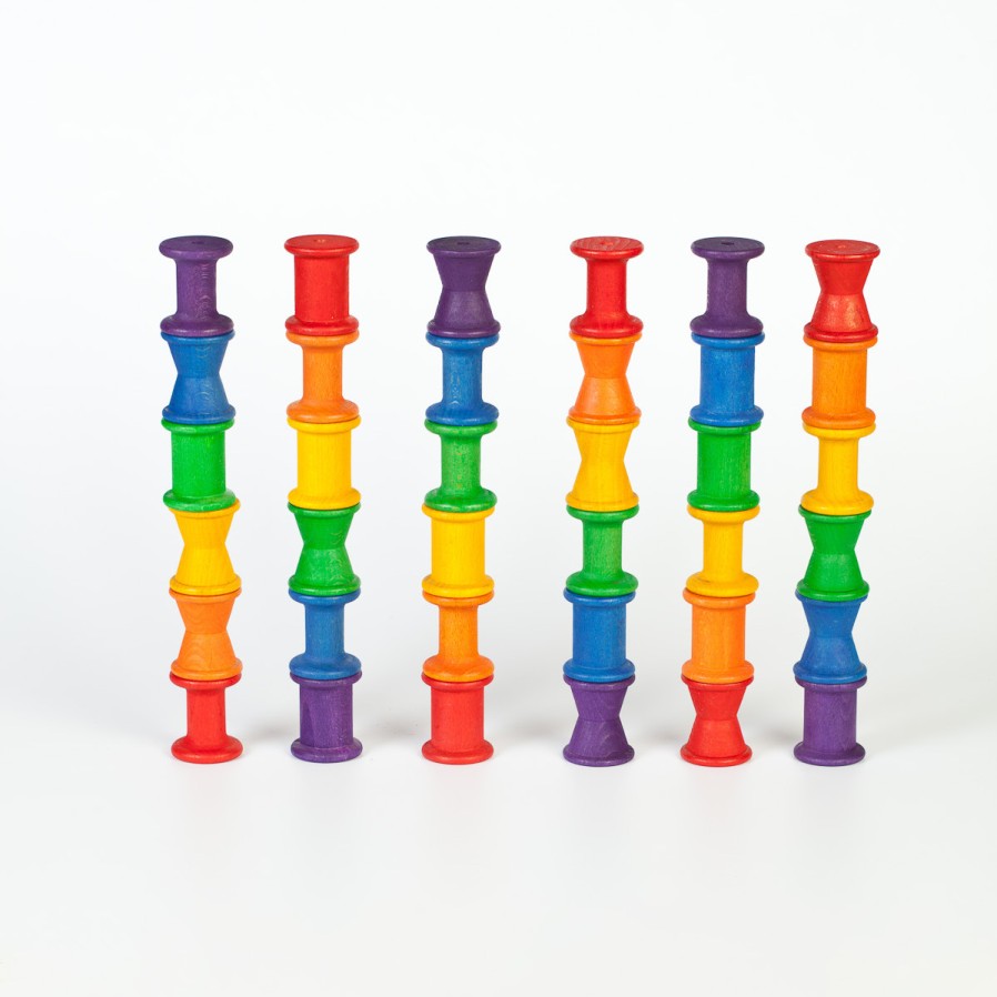 Loose Parts Play | Grapat Loose Parts Play Grapat Spools Coloured, 36 Pieces