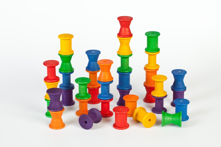 Loose Parts Play | Grapat Loose Parts Play Grapat Spools Coloured, 36 Pieces