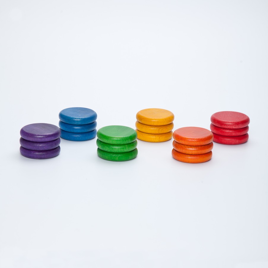 Loose Parts Play | Grapat Loose Parts Play Grapat Coins 6 Colours, 18 Pieces