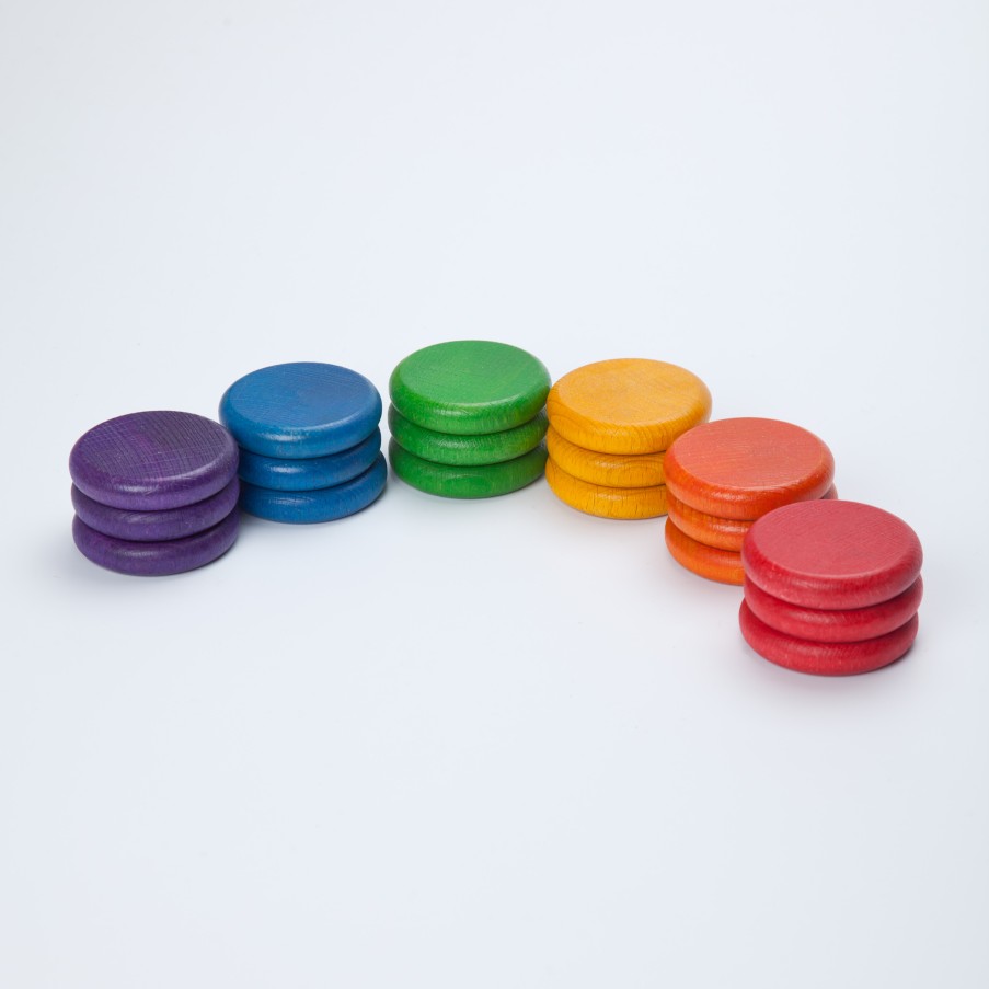 Loose Parts Play | Grapat Loose Parts Play Grapat Coins 6 Colours, 18 Pieces