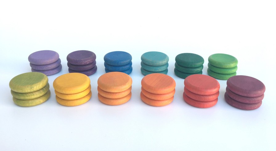 Loose Parts Play | Grapat Loose Parts Play Grapat Coins 12 Additional Colours, 36 Pieces