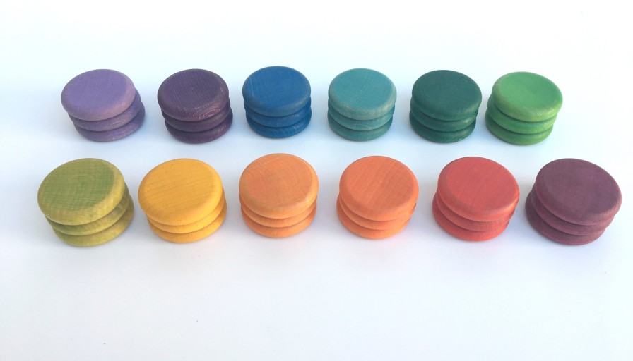 Loose Parts Play | Grapat Loose Parts Play Grapat Coins 12 Additional Colours, 36 Pieces