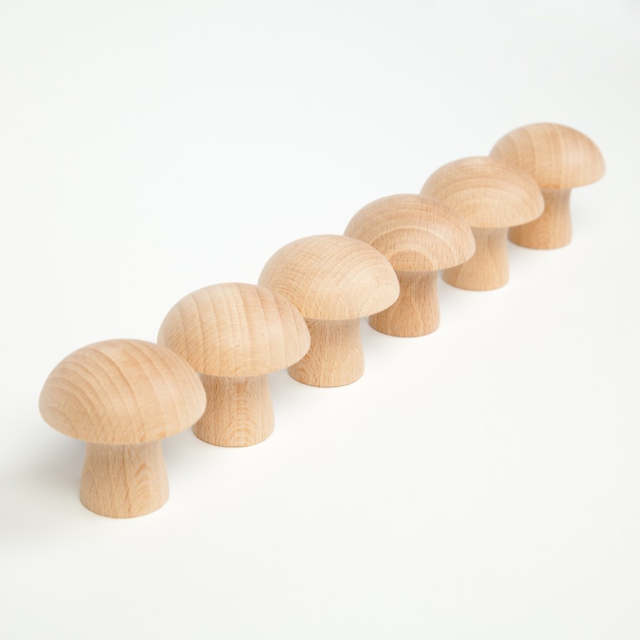 Loose Parts Play | Grapat Loose Parts Play Grapat Mushroom Natural, 6 Pieces