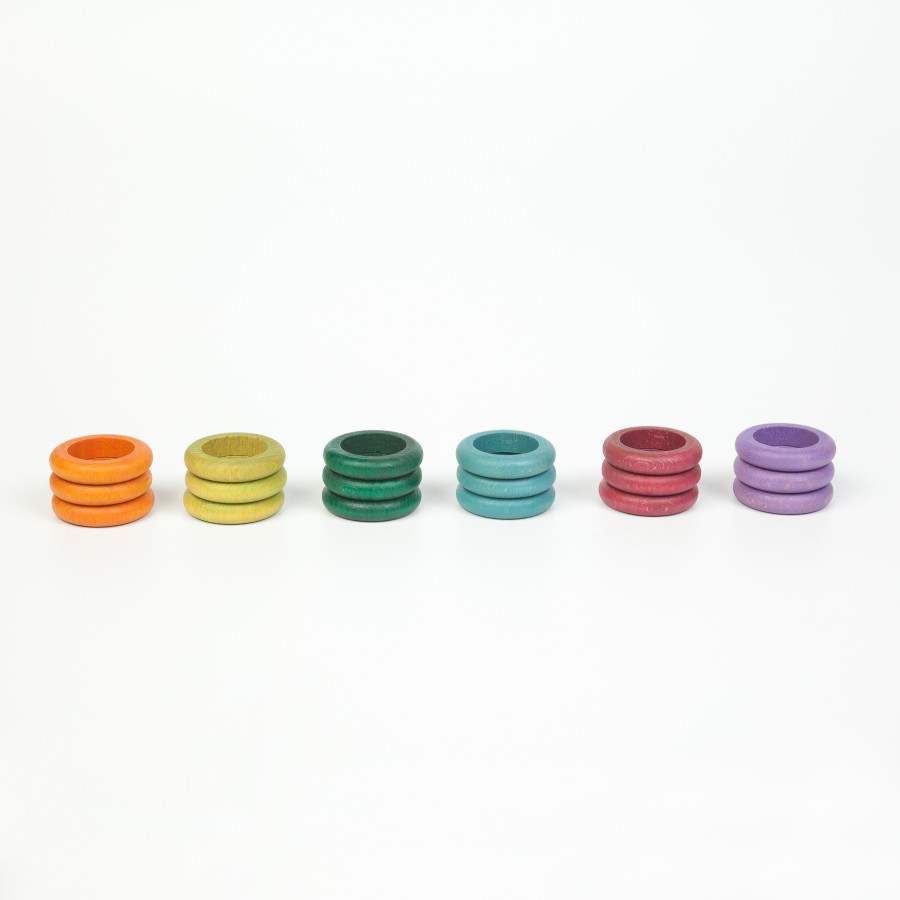 Loose Parts Play | Grapat Loose Parts Play Grapat Rings 6 Colours Additional, 18 Pieces