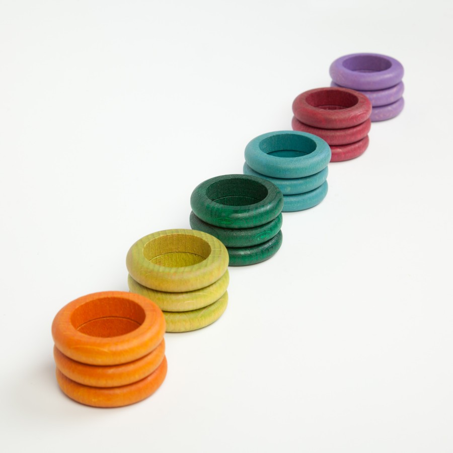 Loose Parts Play | Grapat Loose Parts Play Grapat Rings 6 Colours Additional, 18 Pieces