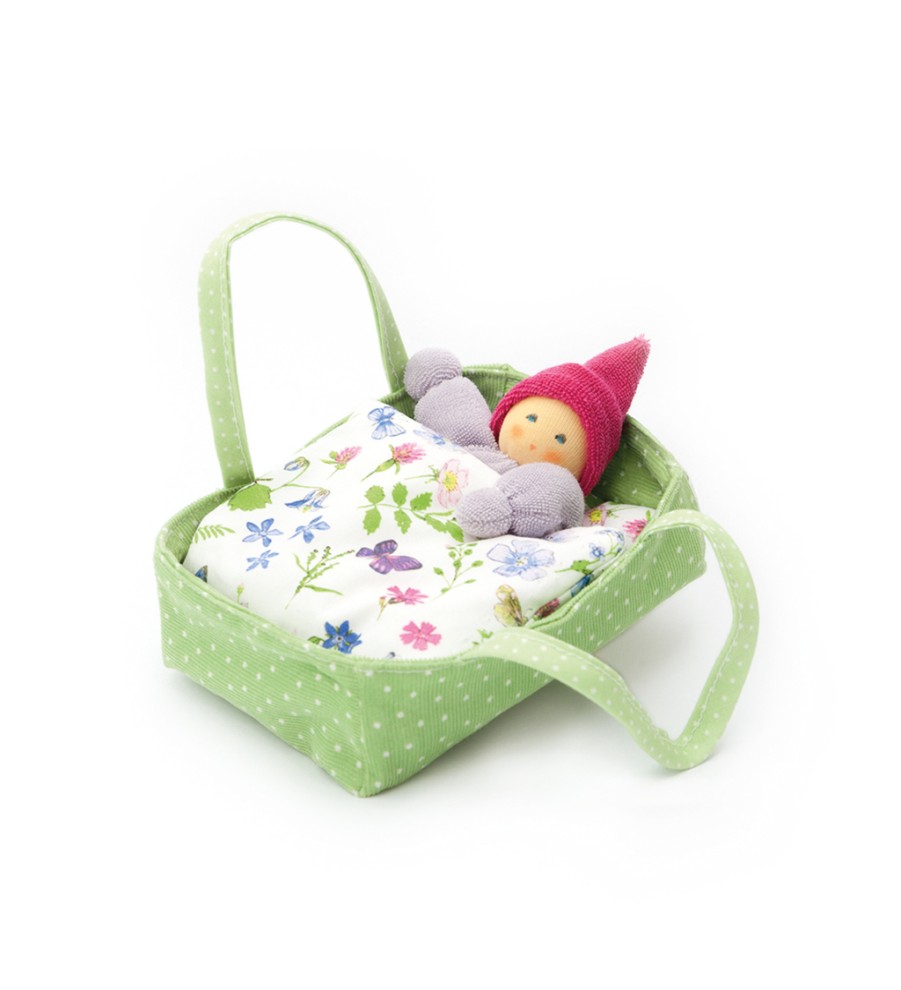 Waldorf Dolls | Nanchen Waldorf Dolls Nanchen Mini Doll With Bed Green