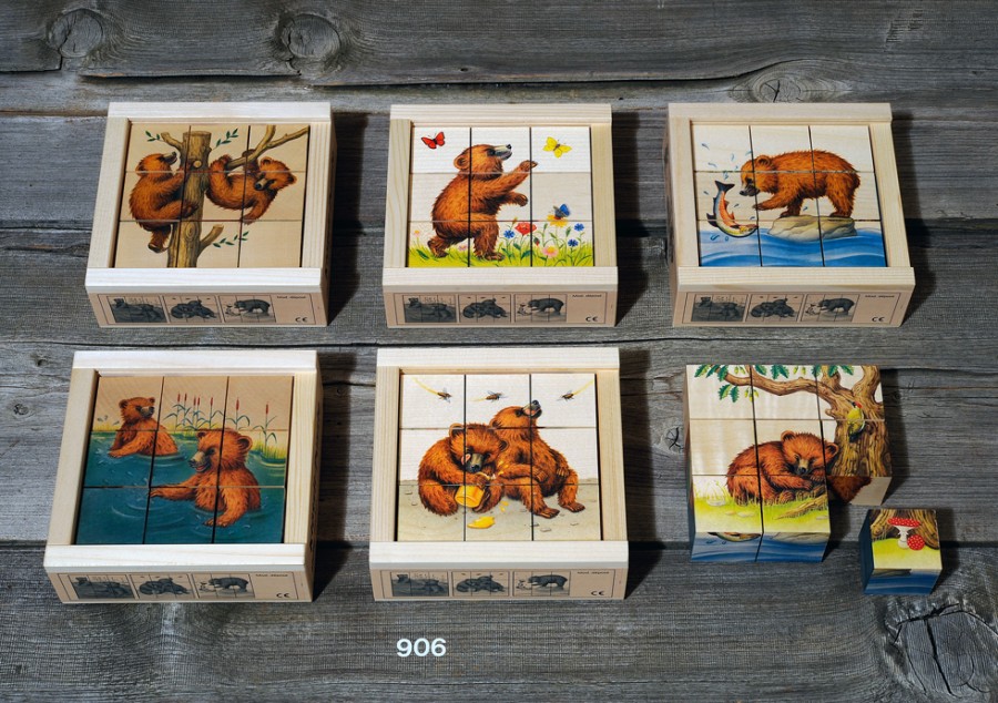 Wooden Puzzles & Jigsaws | Atelier Fischer Wooden Puzzles & Jigsaws Atelier Fischer Cube Puzzle Bears, 9 Parts