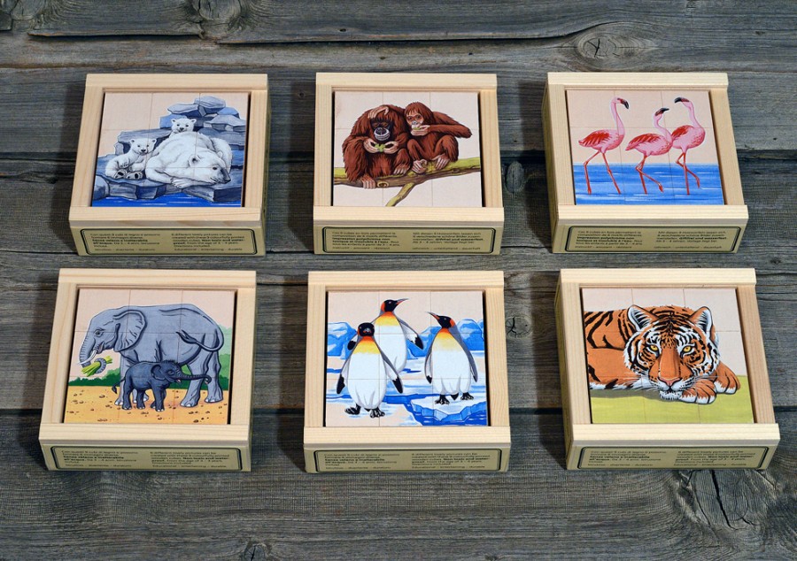 Wooden Puzzles & Jigsaws | Atelier Fischer Wooden Puzzles & Jigsaws Atelier Fischer Cube Puzzle Zoo, 9 Parts