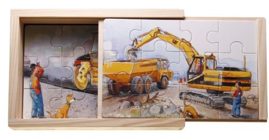 Wooden Puzzles & Jigsaws | Hjelms Sweden Wooden Puzzles & Jigsaws Boxed Puzzle Mulle Meck Trucks