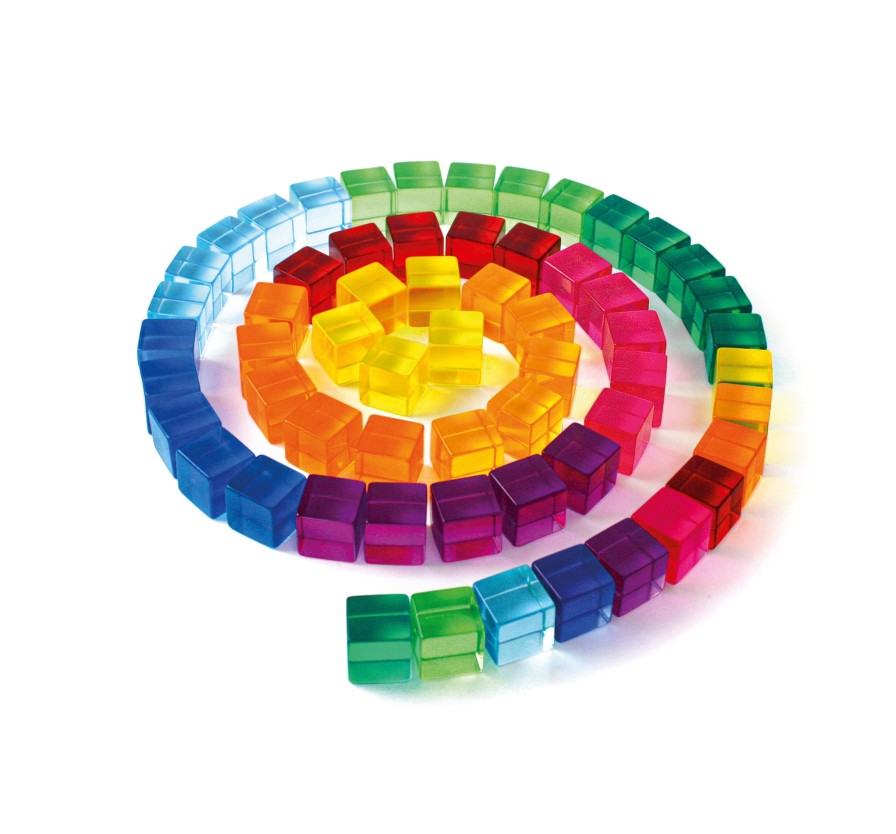 Blocks & Floor Play | Bauspiel Blocks & Floor Play Bauspiel Translucent Colour Blocks In Wooden Tray