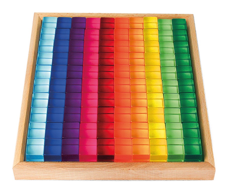 Blocks & Floor Play | Bauspiel Blocks & Floor Play Bauspiel Translucent Colour Blocks In Wooden Tray