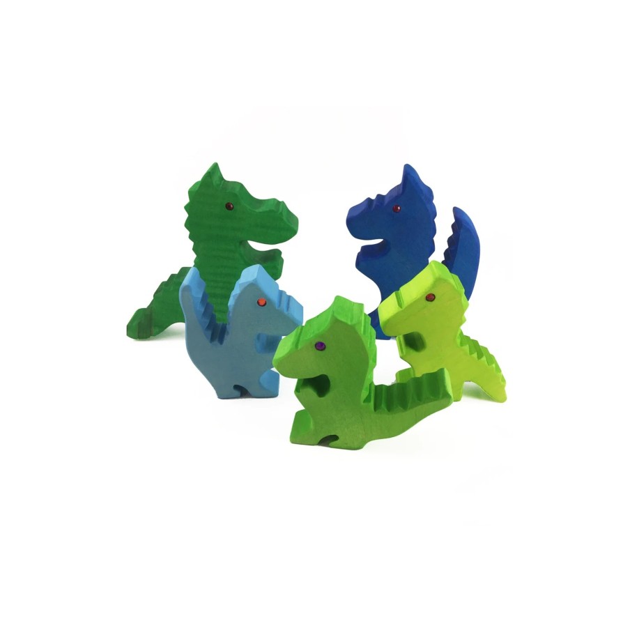 Blocks & Floor Play | Bauspiel Blocks & Floor Play Dragon Family Azzurro 5 Parts