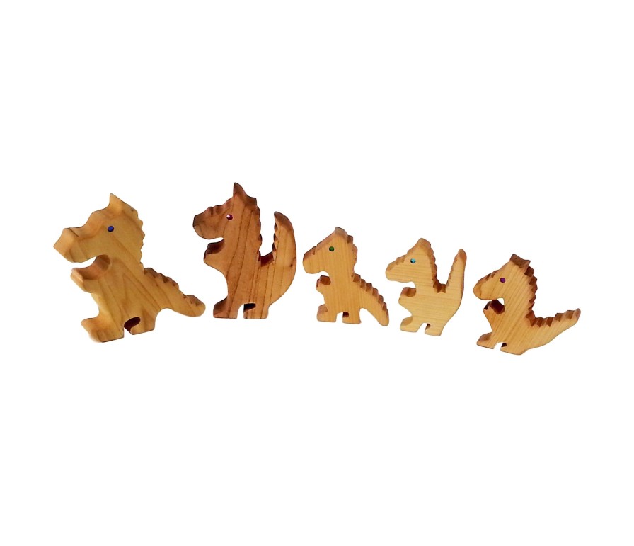 Blocks & Floor Play | Bauspiel Blocks & Floor Play Bauspiel Dragon Family Natural Wood 5 Parts