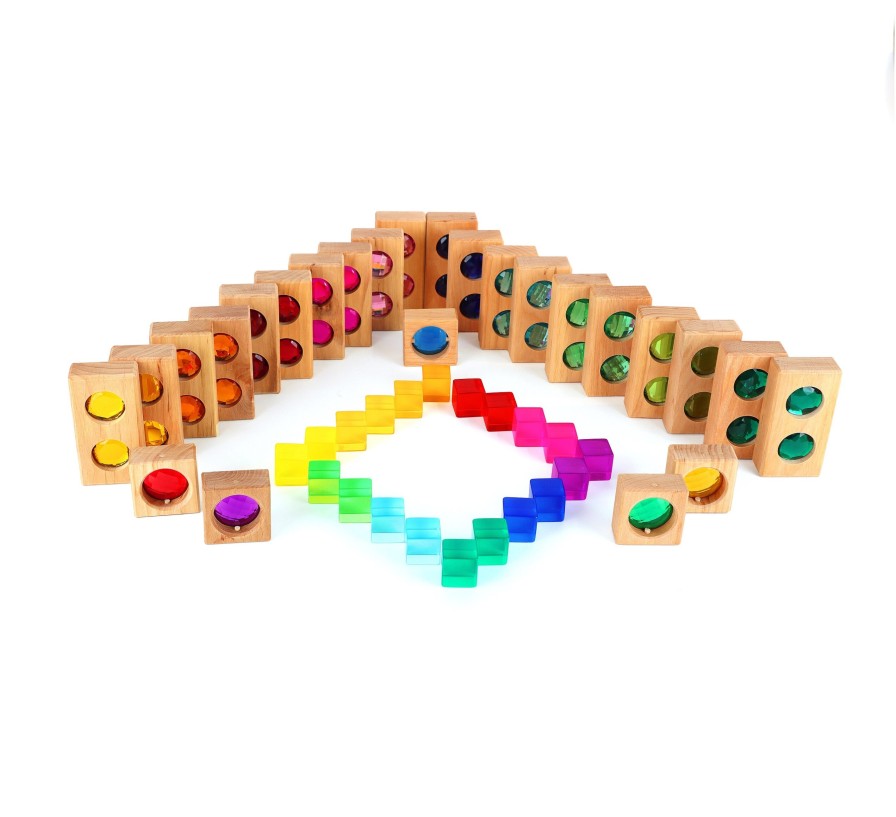 Blocks & Floor Play | Bauspiel Blocks & Floor Play Bauspiel Colour Track With Translucent Building Cube