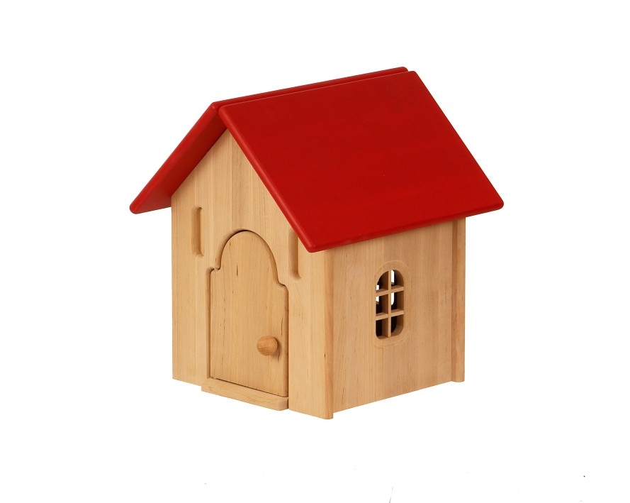 Wooden Dollhouses & Treehouses | Drewart Wooden Dollhouses & Treehouses Drewart Tiny House With Red Roof