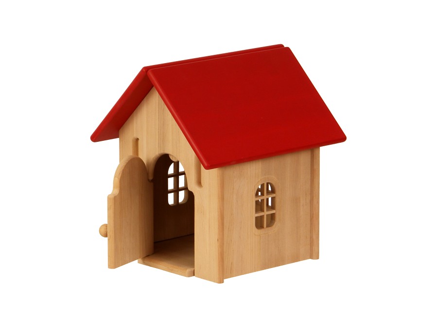 Wooden Dollhouses & Treehouses | Drewart Wooden Dollhouses & Treehouses Drewart Tiny House With Red Roof