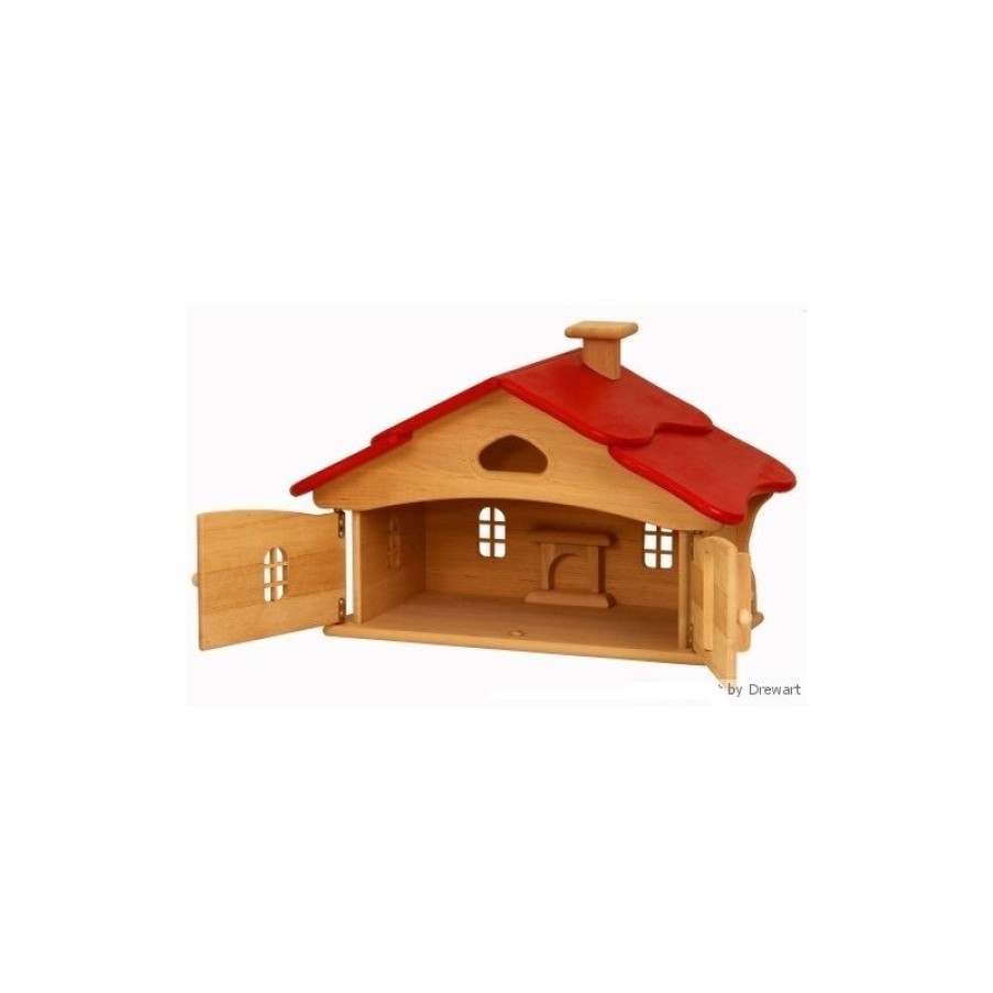 Wooden Dollhouses & Treehouses | Drewart Wooden Dollhouses & Treehouses Drewart Witch'S House With Red Roof