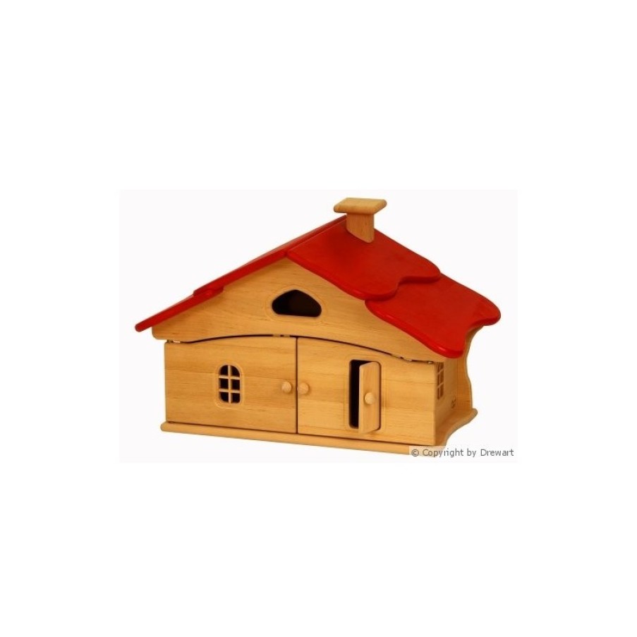 Wooden Dollhouses & Treehouses | Drewart Wooden Dollhouses & Treehouses Drewart Witch'S House With Red Roof