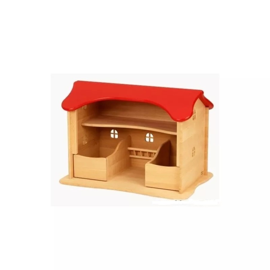 Wooden Dollhouses & Treehouses | Drewart Wooden Dollhouses & Treehouses Drewart Cow Shed Red Roof