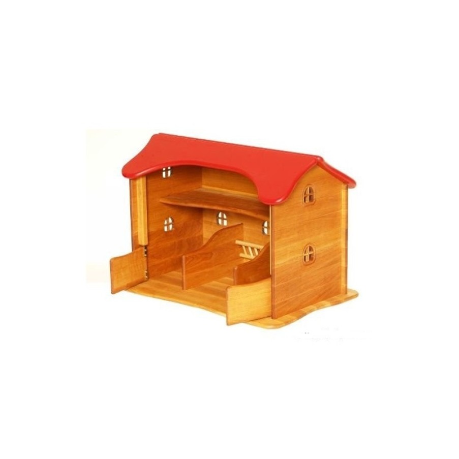 Wooden Dollhouses & Treehouses | Drewart Wooden Dollhouses & Treehouses Drewart Cow Shed Red Roof