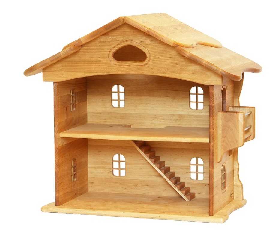 Wooden Dollhouses & Treehouses | Drewart Wooden Dollhouses & Treehouses Drewart Doll House Open, Natural