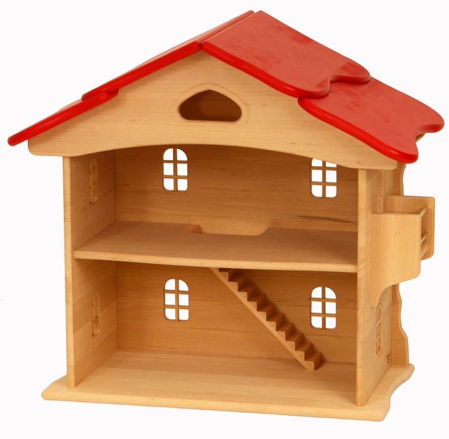 Wooden Dollhouses & Treehouses | Drewart Wooden Dollhouses & Treehouses Drewart Wooden Doll House, Red Roof