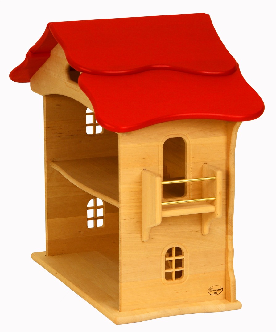 Wooden Dollhouses & Treehouses | Drewart Wooden Dollhouses & Treehouses Drewart Wooden Doll House, Red Roof