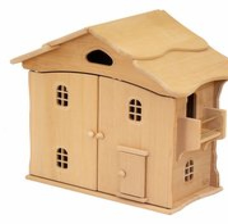 Wooden Dollhouses & Treehouses | Drewart Wooden Dollhouses & Treehouses Drewart Doll House With Doors, Natural