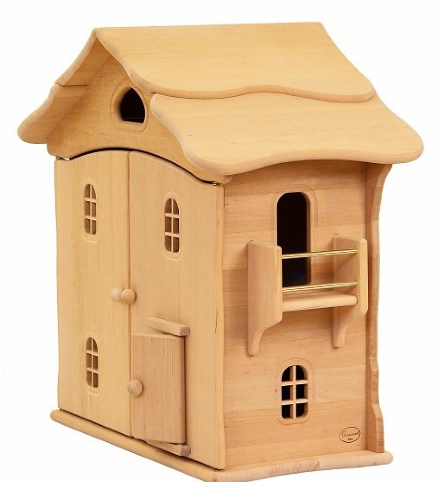 Wooden Dollhouses & Treehouses | Drewart Wooden Dollhouses & Treehouses Drewart Doll House With Doors, Natural