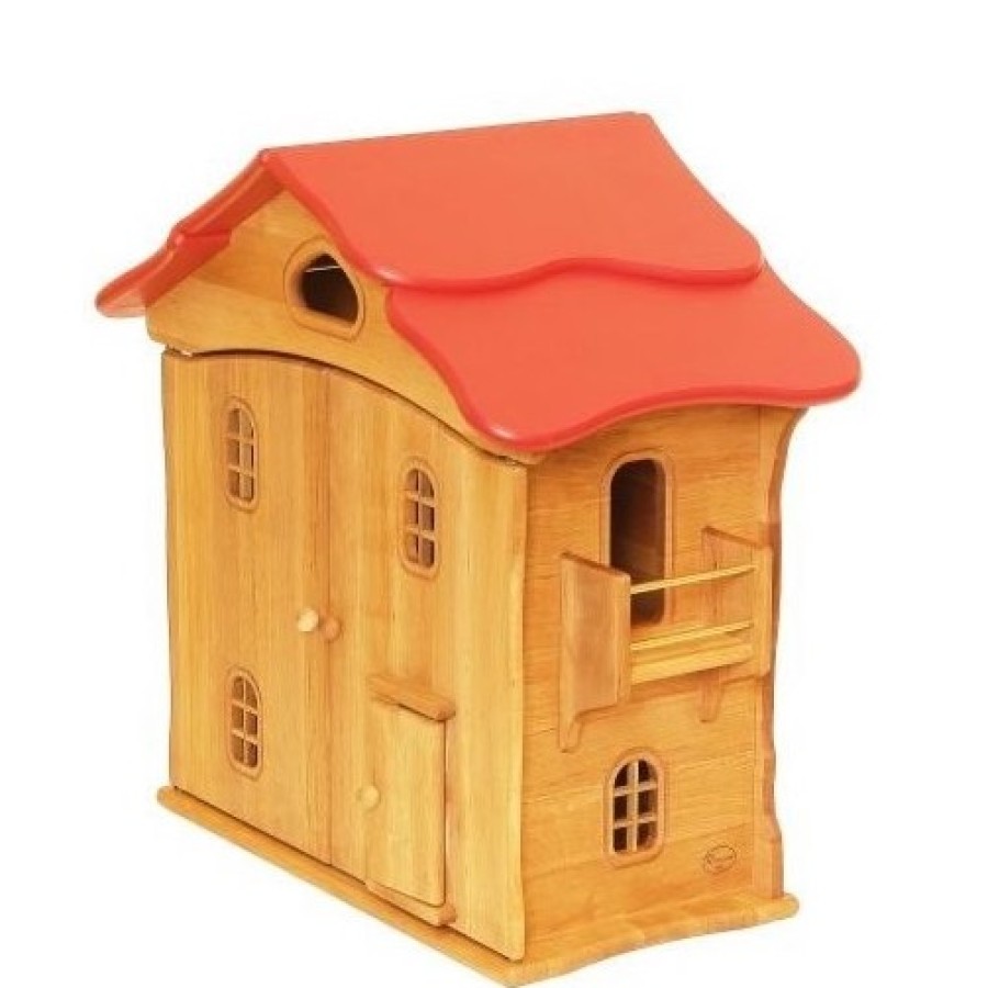 Wooden Dollhouses & Treehouses | Drewart Wooden Dollhouses & Treehouses Drewart Doll House With Doors, Red Roof