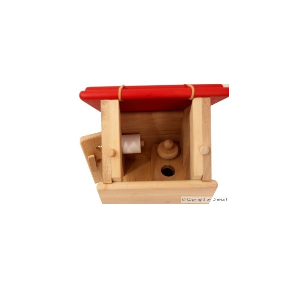 Wooden Dollhouses & Treehouses | Drewart Wooden Dollhouses & Treehouses Drewart Toilet With Gable Red Roof