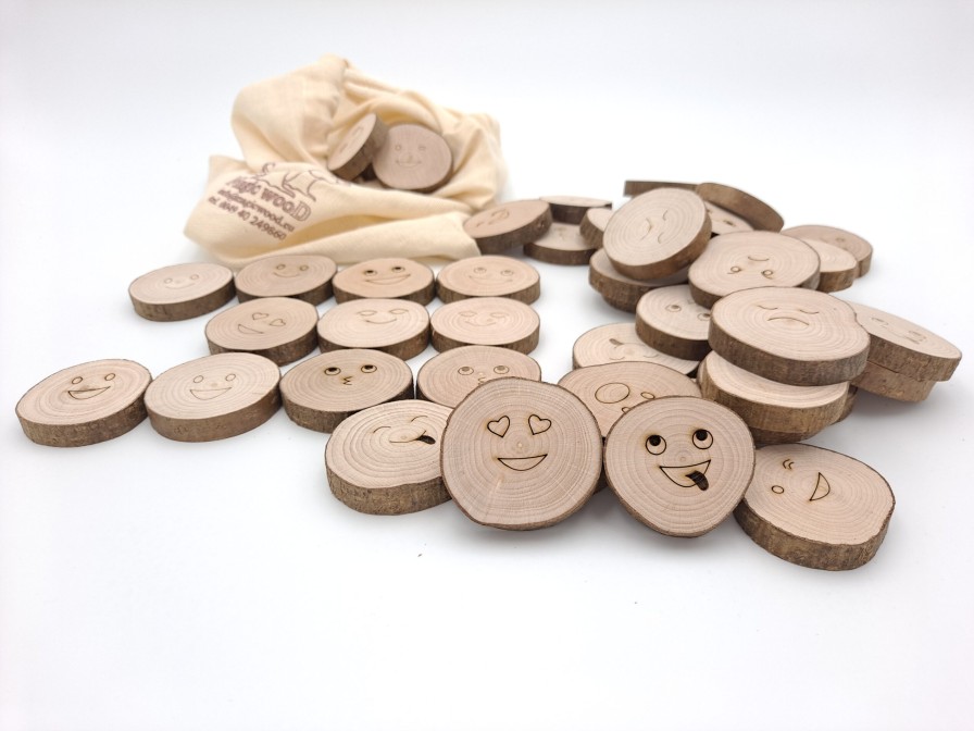 Loose Parts Play | Magic Wood Loose Parts Play Magic Wood Emoji - Memo Game In Cloth Bag