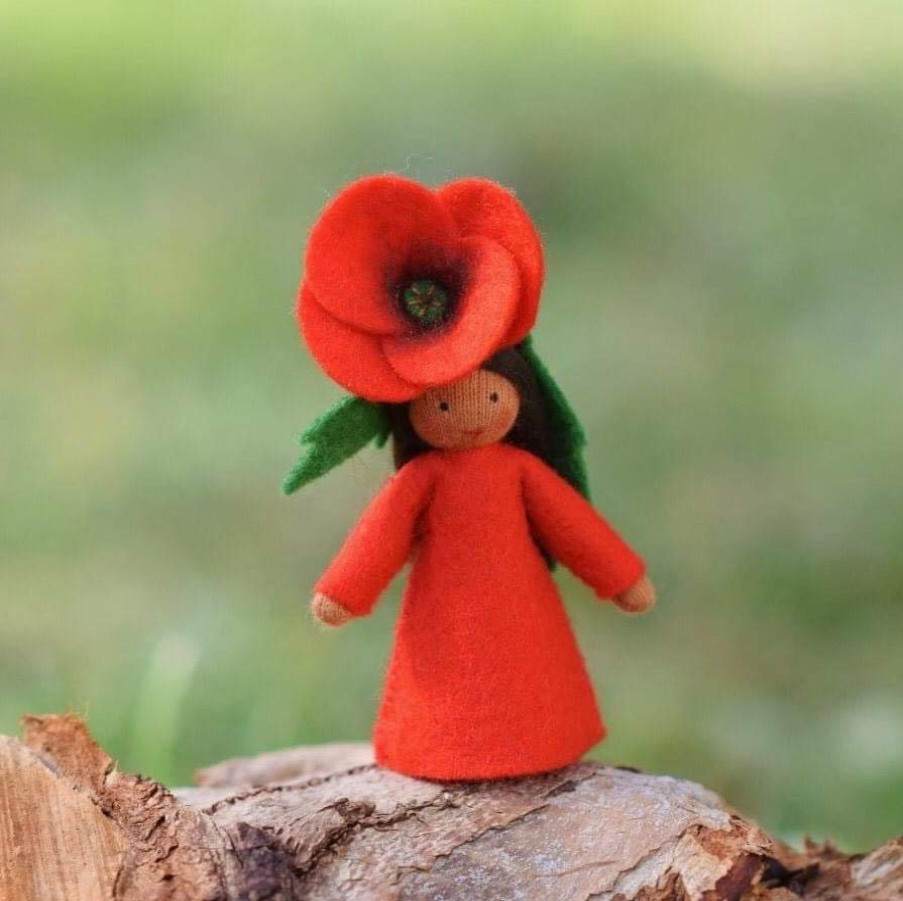 Seasonal Felt Fairies | Ambrosius Seasonal Felt Fairies Ambrosius Flower Fairy Poppy Dark Skin