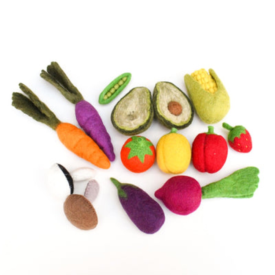 Kitchen Play & Home Corner | Tara’s Treasures Kitchen Play & Home Corner Felt Vegetables And Fruit Set A