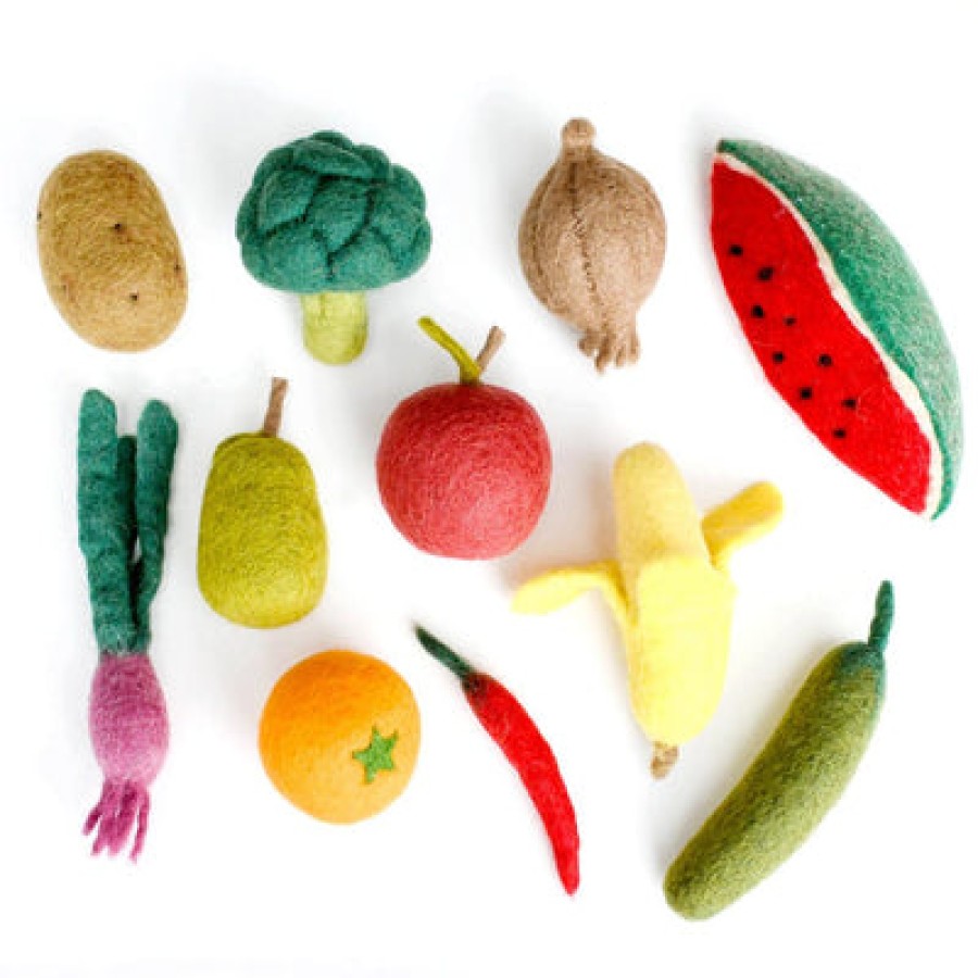 Kitchen Play & Home Corner | Tara’s Treasures Kitchen Play & Home Corner Felt Vegetables And Fruit Set B