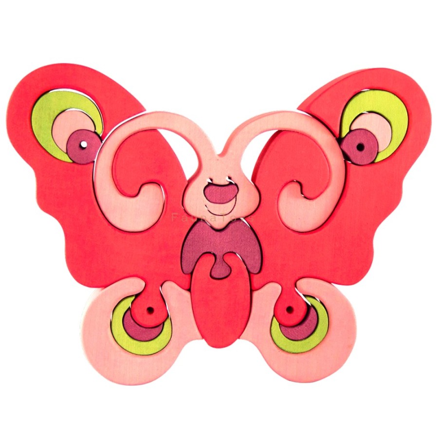 Fauna Wooden Animal Puzzles | Fauna Fauna Wooden Animal Puzzles Fauna Puzzle Pink Butterfly