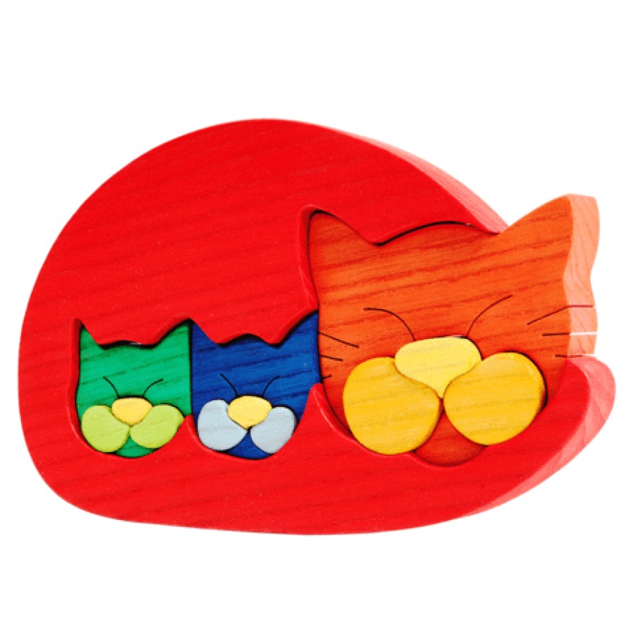 Fauna Wooden Animal Puzzles | Fauna Fauna Wooden Animal Puzzles Fauna Puzzle Cat Red