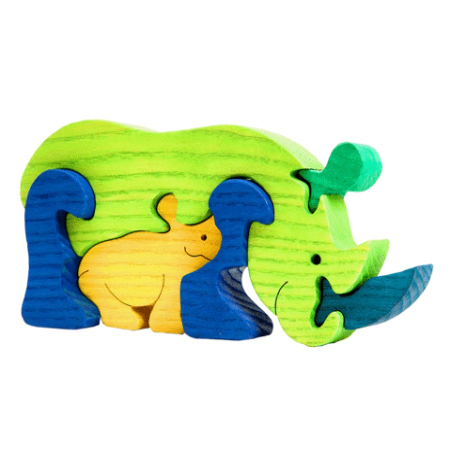 Fauna Wooden Animal Puzzles | Fauna Fauna Wooden Animal Puzzles Fauna Puzzle Rhinoceros Green