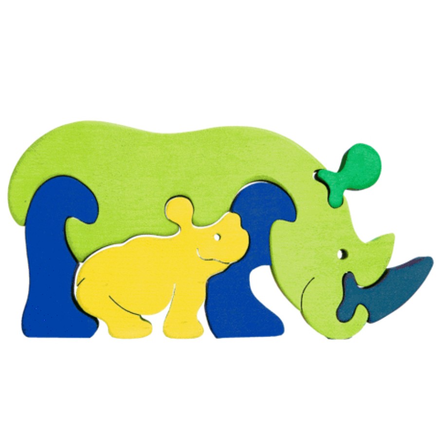 Fauna Wooden Animal Puzzles | Fauna Fauna Wooden Animal Puzzles Fauna Puzzle Rhinoceros Green