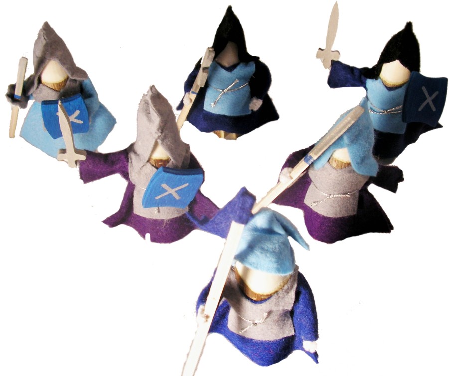 Castles | Magic Wood Castles Magic Wood Knights Blue, Set Of 6