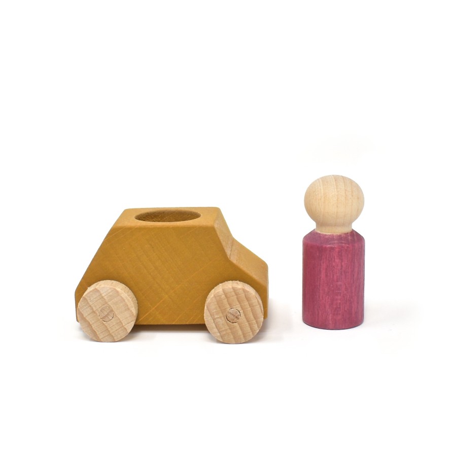 Lubulona Small World Play | Lubulona Lubulona Small World Play Lubulona Car Ochre With Plum Figure