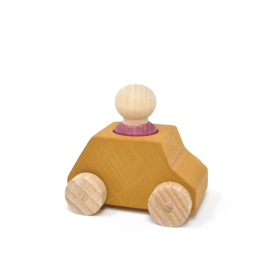 Lubulona Small World Play | Lubulona Lubulona Small World Play Lubulona Car Ochre With Plum Figure