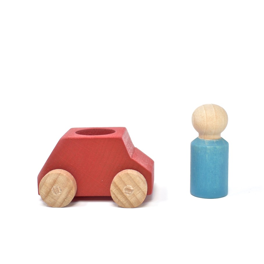 Lubulona Small World Play | Lubulona Lubulona Small World Play Lubulona Car Red With Turquoise Figure