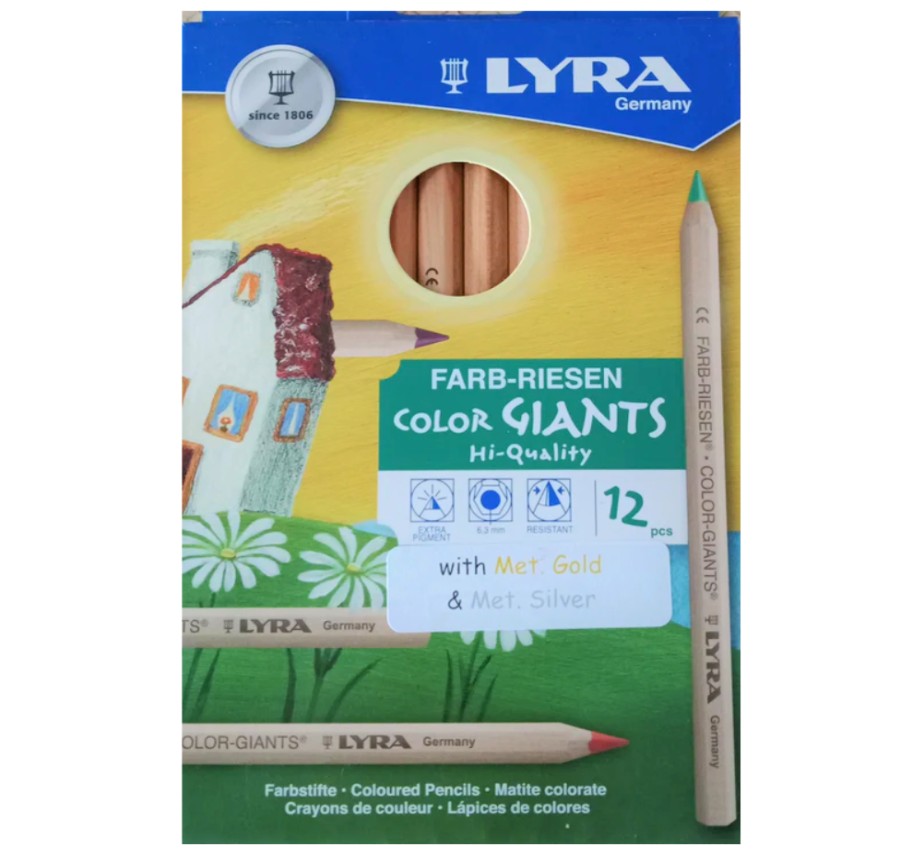 Drawing | Lyra Drawing Lyra Pencils Colour Giants 12 With Gold & Silver