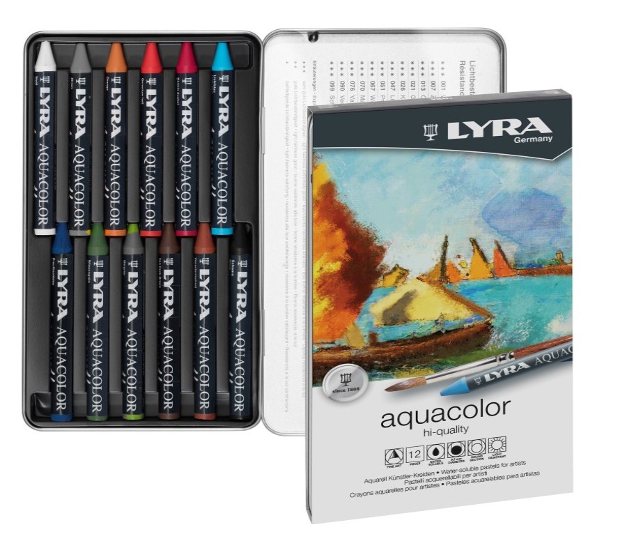 Drawing | Lyra Drawing Lyra Aquacolor Watercolour Artist Crayons 12 Colours In Tin