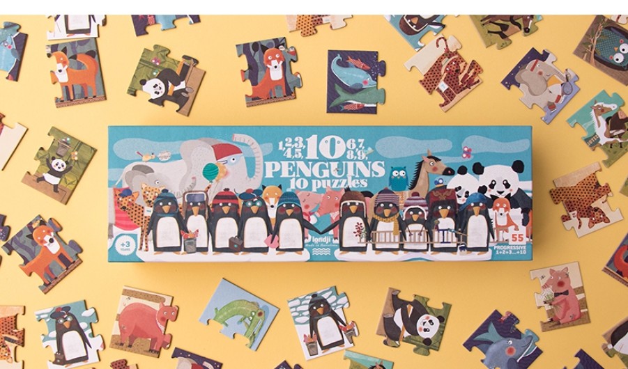 Wooden Puzzles & Jigsaws | Londji Wooden Puzzles & Jigsaws Londji 10 Penguins Puzzle