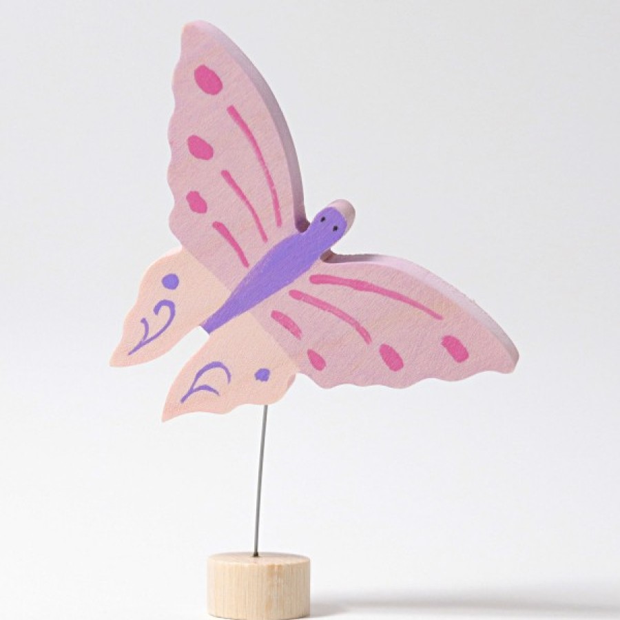 Grimm'S Birthday Rings & Decorations | Grimm’s Wooden Toys Grimm'S Birthday Rings & Decorations Grimm'S Butterfly Pink Decoration Handpainted