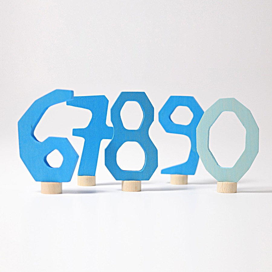 Grimm'S Birthday Rings & Decorations | Grimm’s Wooden Toys Grimm'S Birthday Rings & Decorations Grimm'S Number Set Blue 6-9&0