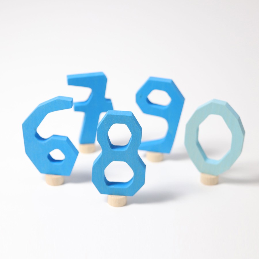 Grimm'S Birthday Rings & Decorations | Grimm’s Wooden Toys Grimm'S Birthday Rings & Decorations Grimm'S Number Set Blue 6-9&0